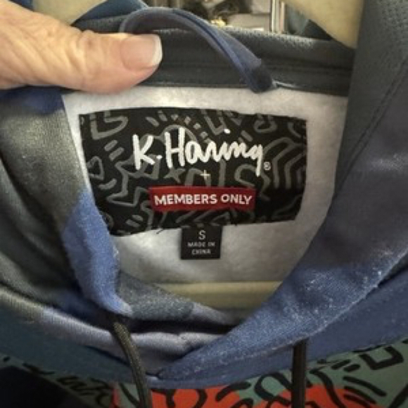 🔥 Keith Haring Member’s Only Hoodie Jacket Multi-Pattern Coat Teal Size Small - Picture 13 of 13